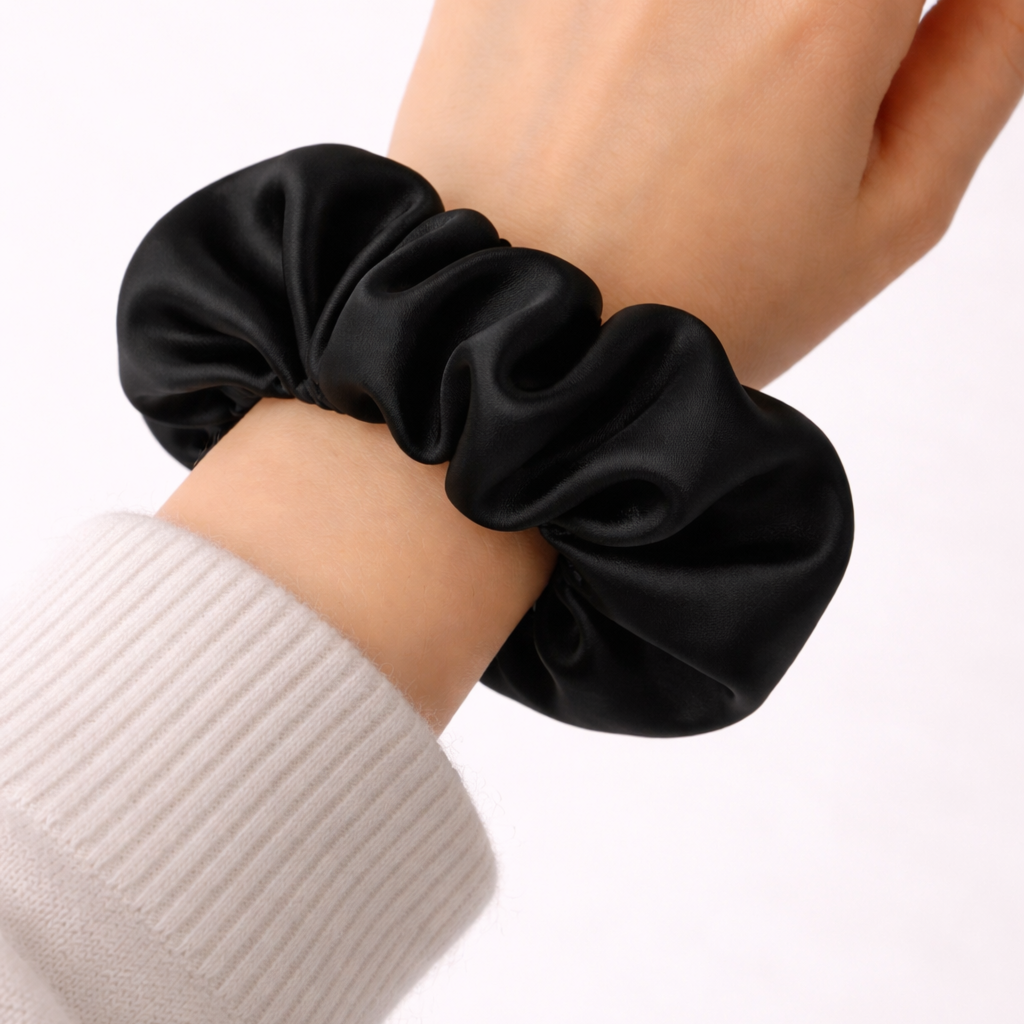 Scrunchie saténová gumička SINOA černá3